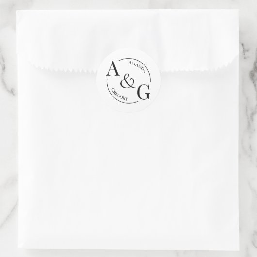 Zwart-wit minimalistisch monogram naam Sticker (Tas)