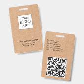 Zwart-wit Minimalistisch Monogram op Kraft Badge (Voor- en achterkant)