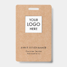 Zwart & Wit Minimalistisch Monogram op Kraft Badge