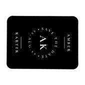 Zwart-wit minimalistisch monogram Opslaan datum Magneet (Horizontaal)
