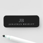 Zwart-wit minimalistisch monogram professioneel naamplaatje (In situ)