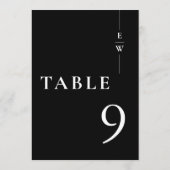 Zwart-wit minimalistisch monogram tafelnummer (Achterkant)