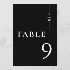 Zwart-wit minimalistisch monogram tafelnummer