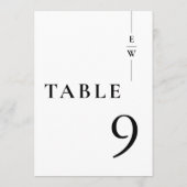 Zwart-wit minimalistisch monogram tafelnummer (Achterkant)