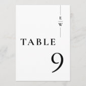 Zwart-wit minimalistisch monogram tafelnummer (Voorkant)