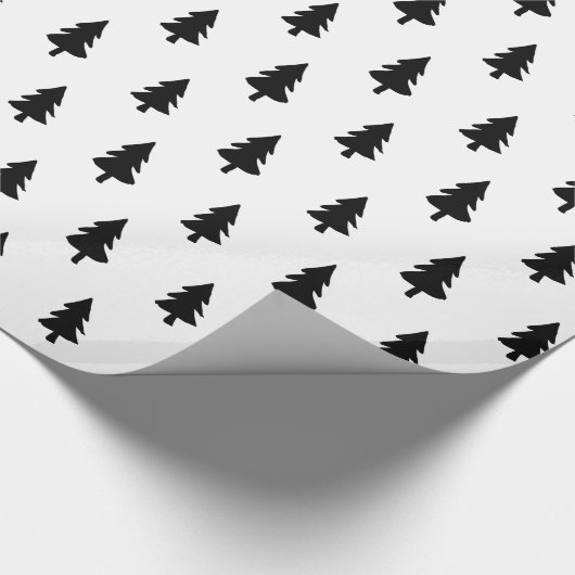 Zwart wit, minimalistisch PINE TREE CHRISTMAS CUST Cadeaupapier (Hoek)