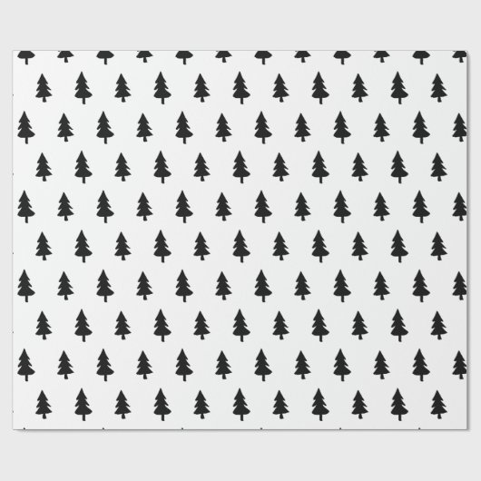 Zwart wit, minimalistisch PINE TREE CHRISTMAS CUST Cadeaupapier (Vlak)