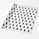 Zwart wit, minimalistisch PINE TREE CHRISTMAS CUST Cadeaupapier<br><div class="desc">Cute Black and White Kersttree Pine Patterned Wrapping Paper.  achtergrondkleur! Een leuk idee voor je minimale kerstfeest!</div>