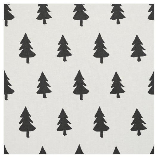 Zwart wit, minimalistisch PINE TREE CHRISTMAS CUST Stof (Swatch)
