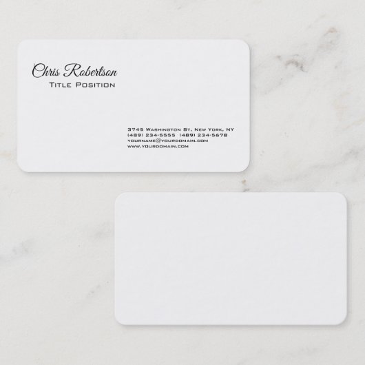 Zwart-wit minimalistisch platte, eenvoudige modern visitekaartje (Voorkant / Achterkant)