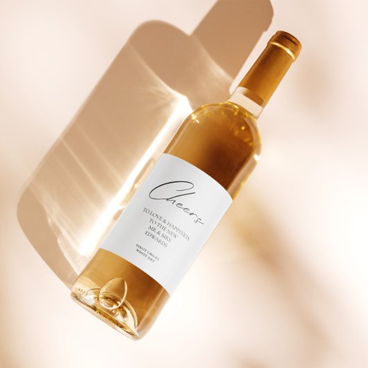 Zwart & Wit Minimalistisch "Proost op Liefde" Brui Wijn Etiket