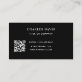 Zwart wit minimalistisch Qr-code logo Visitekaartje (Achterkant)