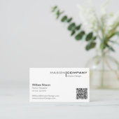 Zwart-wit Minimalistisch QR-Visitekaartje Visitekaartje (Staand voorkant)
