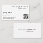 Zwart-wit Minimalistisch QR-Visitekaartje Visitekaartje (Voorkant / Achterkant)