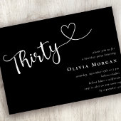 Zwart wit, minimalistisch script 30th Birthday Kaart