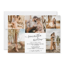 Zwart wit minimalistisch script 6 foto's bruiloft