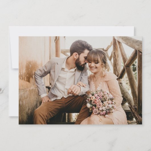 Zwart wit minimalistisch script 6 foto's bruiloft kaart (Achterkant)