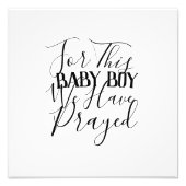 Zwart-wit, minimalistisch script Art Baby Boy Foto Afdruk (Voorkant)