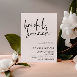 Zwart & Wit Minimalistisch Script Bridal Brunch Kaart