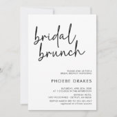 Zwart & Wit Minimalistisch Script Bridal Brunch Kaart (Voorkant)