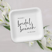 Zwart-wit Minimalistisch Script Bridal Brunch Papieren Bordje