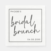 Zwart-wit Minimalistisch Script Bridal Brunch Servet (Voorkant)