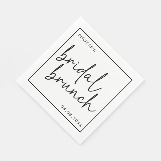 Zwart-wit Minimalistisch Script Bridal Brunch Servet (Hoek)