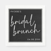 Zwart-wit Minimalistisch Script Bridal Brunch Servet (Voorkant)