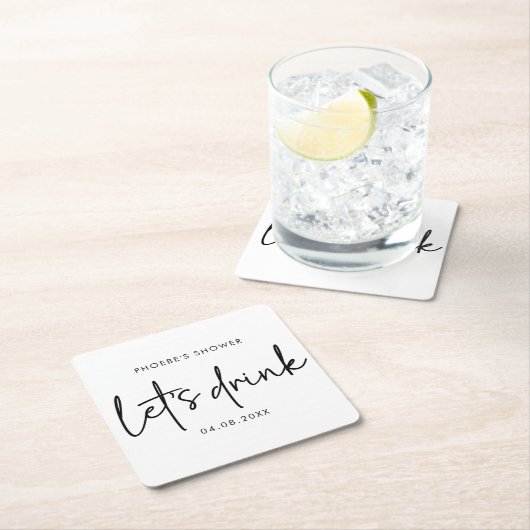 Zwart & Wit Minimalistisch Script Bruidsdouche Ond Kartonnen Onderzetters (Insitu)