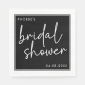 Zwart-wit minimalistisch script bruidsdouche servet (Voorkant)