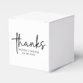 Zwart & Wit Minimalistisch Script Bruidsdouche Vie Bedankdoosjes (Voorkant Zijde)
