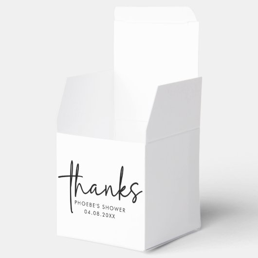 Zwart & Wit Minimalistisch Script Bruidsdouche Vie Bedankdoosjes (Geopend)