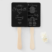 Zwart-wit minimalistisch script bruiloft programma handwaaier (Voorkant en achterkant)
