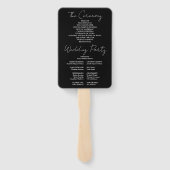 Zwart-wit minimalistisch script bruiloft programma handwaaier (Achterkant)