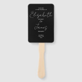 Zwart-wit minimalistisch script bruiloft programma handwaaier (Voorkant)