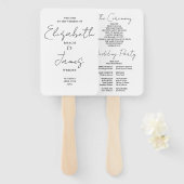 Zwart-wit minimalistisch script bruiloft programma handwaaier (Voorkant en achterkant)