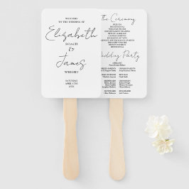 Zwart-wit minimalistisch script bruiloft programma handwaaier