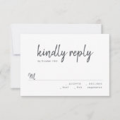 Zwart-wit minimalistisch script bruiloft RSVP (Voorkant)
