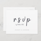 Zwart-wit minimalistisch script bruiloft RSVP Uitnodiging Briefkaart (Voorkant / Achterkant)
