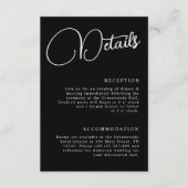 Zwart-wit minimalistisch script details bruiloft informatiekaartje (Voorkant)