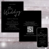 Zwart Wit Minimalistisch Script Elegante QR Code T Kaart