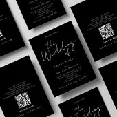 Zwart Wit Minimalistisch Script Elegante QR Code T Kaart