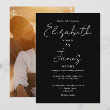 Zwart-wit minimalistisch script foto-huwelijk