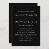Zwart wit minimalistisch script Modern Wedding Kaart (Voorkant / Achterkant)