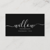 Zwart-wit minimalistisch script QR-code Visitekaartje (Voorkant)