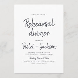 Zwart-wit minimalistisch script repetitie diner kaart