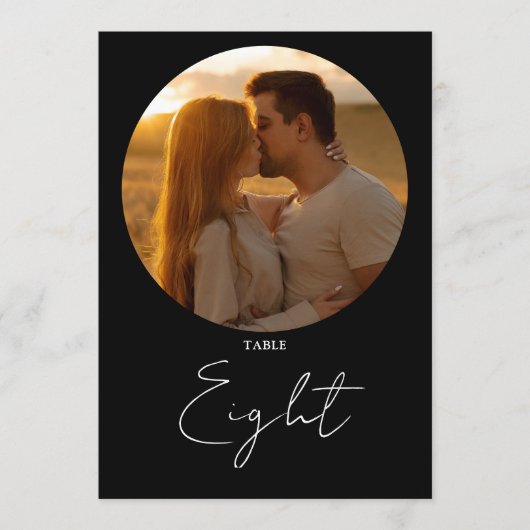 Zwart-Wit Minimalistisch Script Tafelnummer (Voorkant)