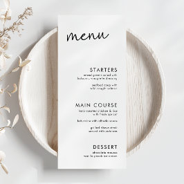 Zwart-wit minimalistisch script Vrijgezellenfeest Menu