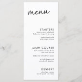 Zwart-wit minimalistisch script Vrijgezellenfeest Menu (Voorkant)