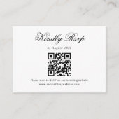 Zwart Wit Minimalistisch Script Wedding QR Code RS Informatiekaartje (Voorkant)